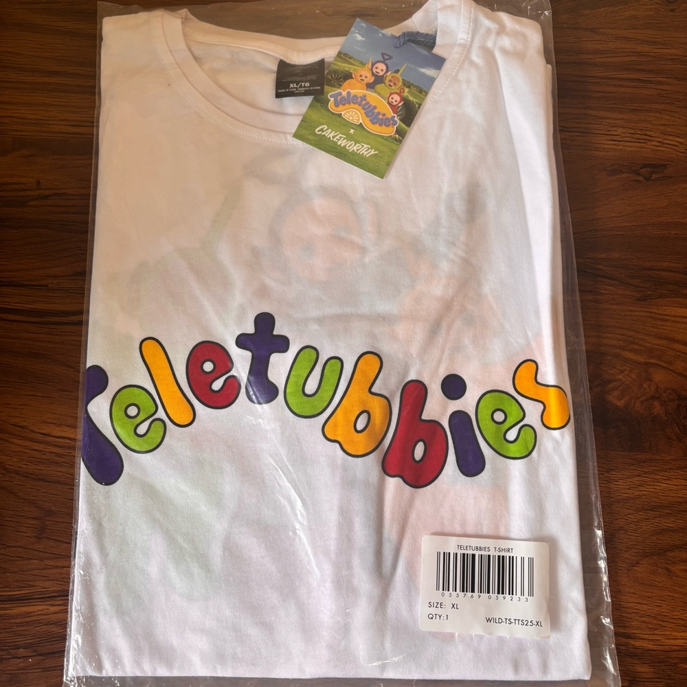 Teletubbies T-Shirt XL NWT by Cakeworthy Unisex - Bright Retro Cartoon Graphic